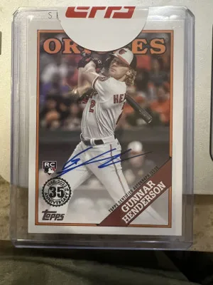 2023 Topps Gunnar Henderson 1998 Topps Baseball Autograph Card from  2023.  Rookie Card with Autograph on Card front